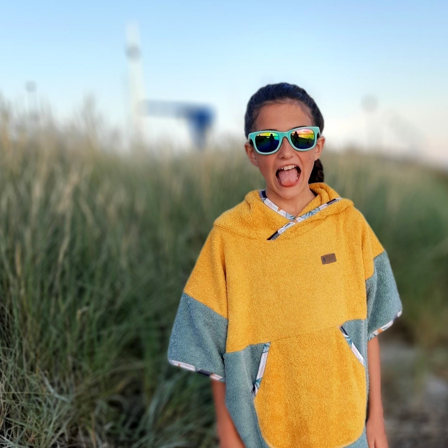 Ponczo kąpielowe Banana Yellow - bawełna frotte