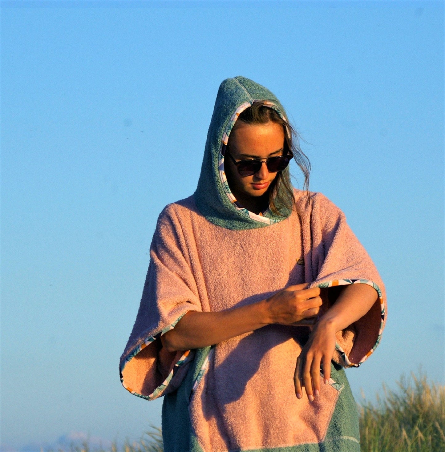 Ponczo kąpielowe damskie Green Sage