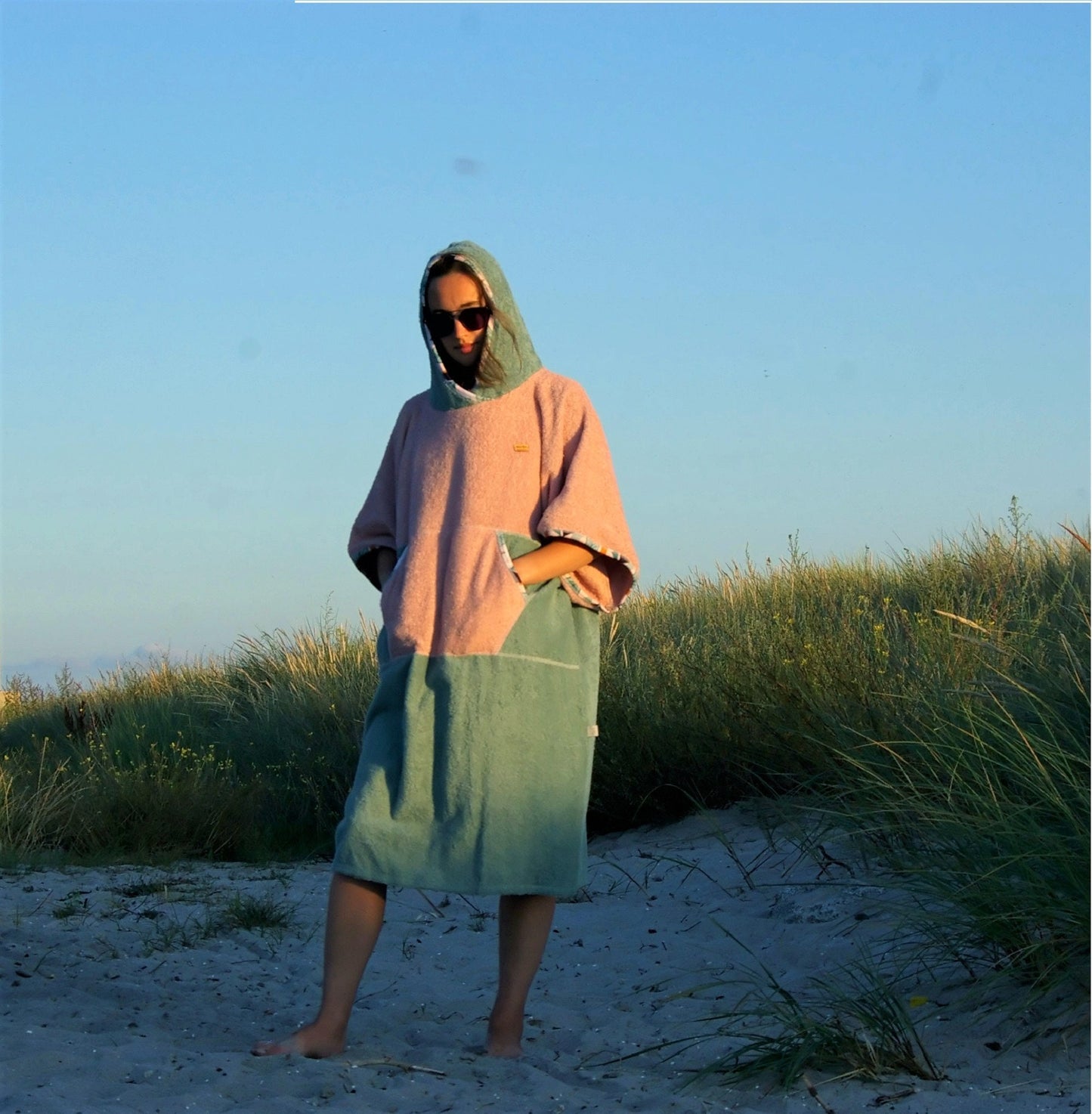 Ponczo kąpielowe damskie Green Sage