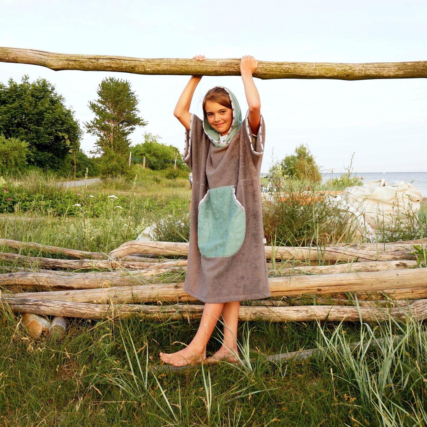 Surf Ponczo Gray Stars - bawełna frotte