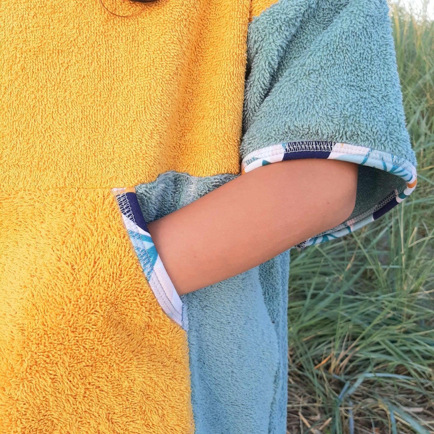 Ponczo kąpielowe Banana Yellow - bawełna frotte