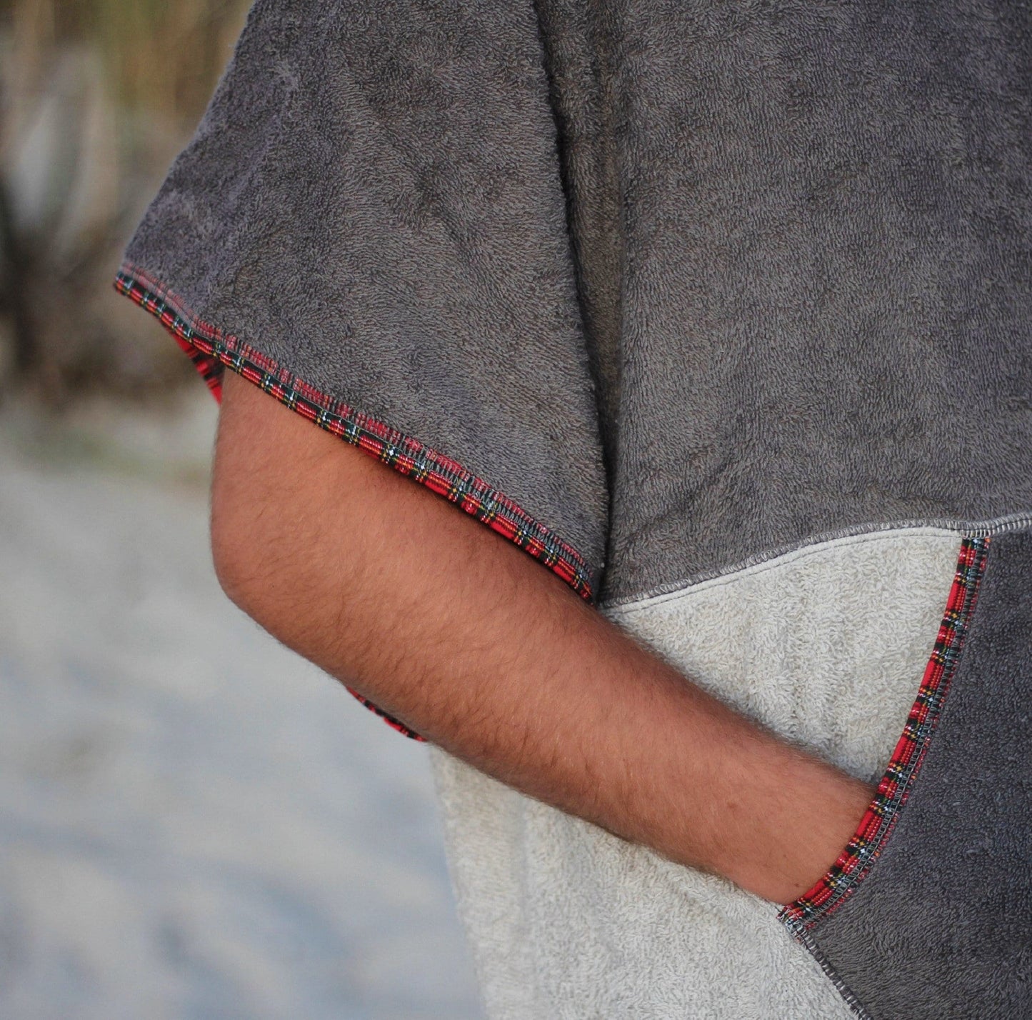 Ponczo Red Scotch - bawełna frotte