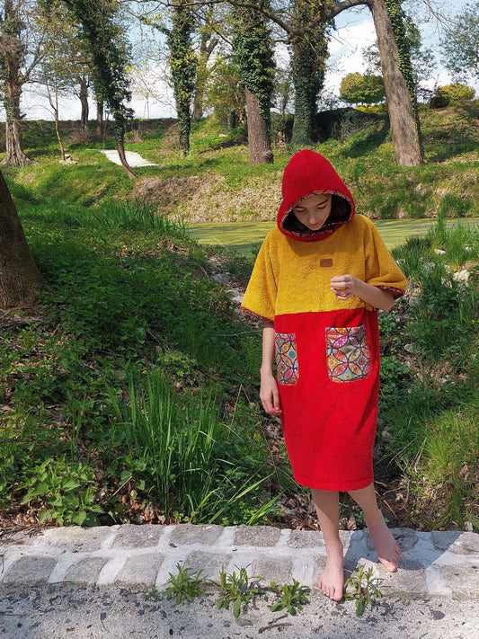 Rotkäppchen-Surfponcho – Baumwollfrottee