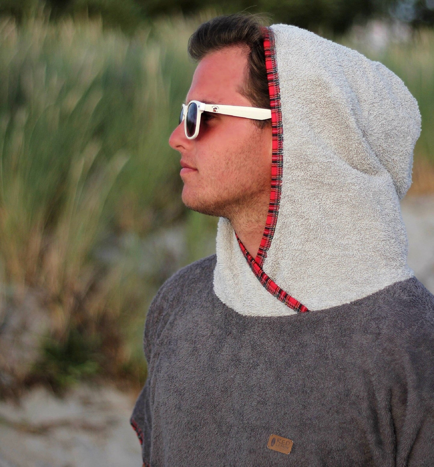 Ponczo Red Scotch - bawełna frotte