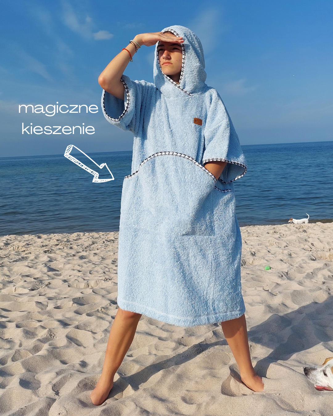 Ponczo Plażowe Just Blue - bawełna frotte