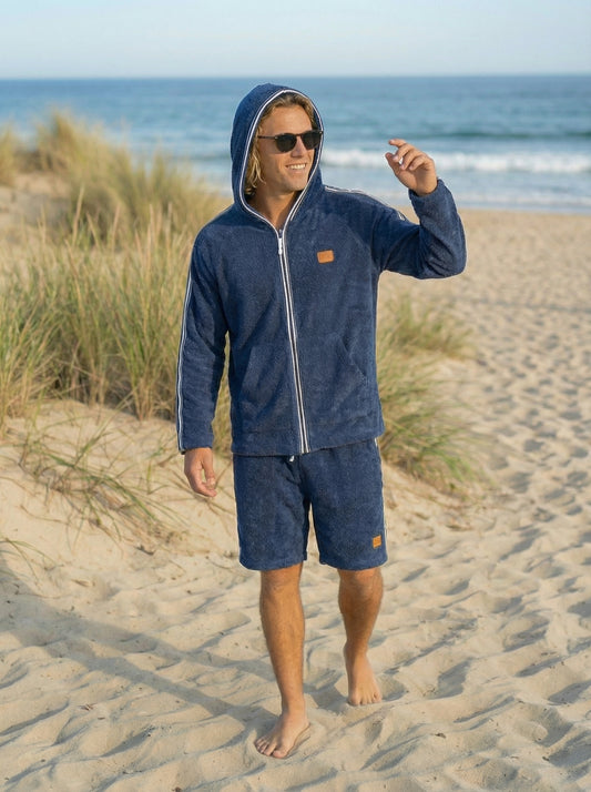 Bluza i szorty z bawełnianej frotte - Navy Blue