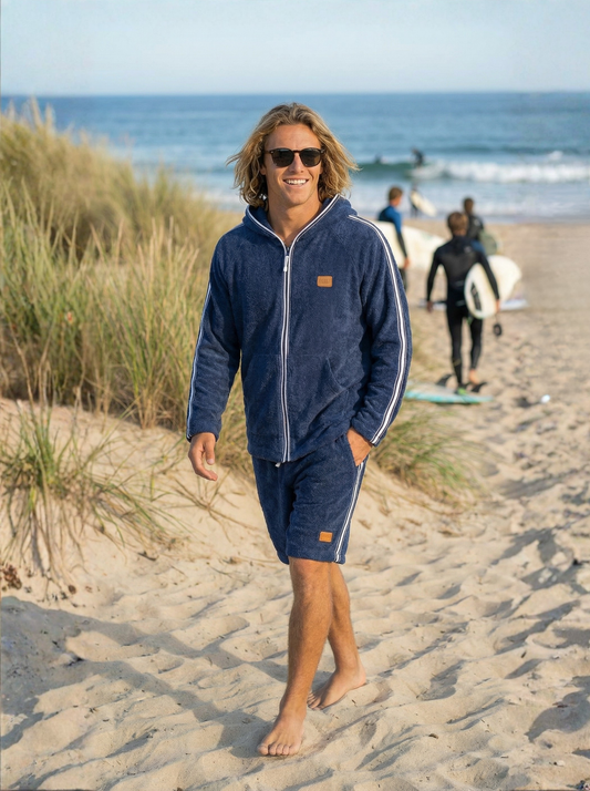 Bluza frotte z kapturem - Navy Blue