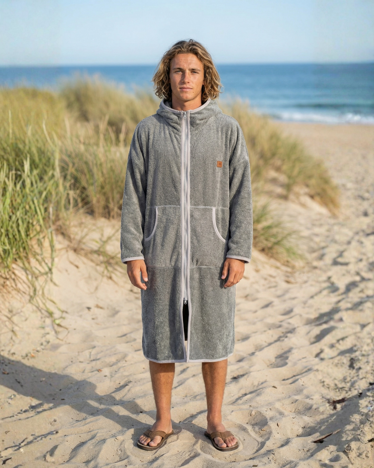 Szlafrok plażowy na zamek - Gray