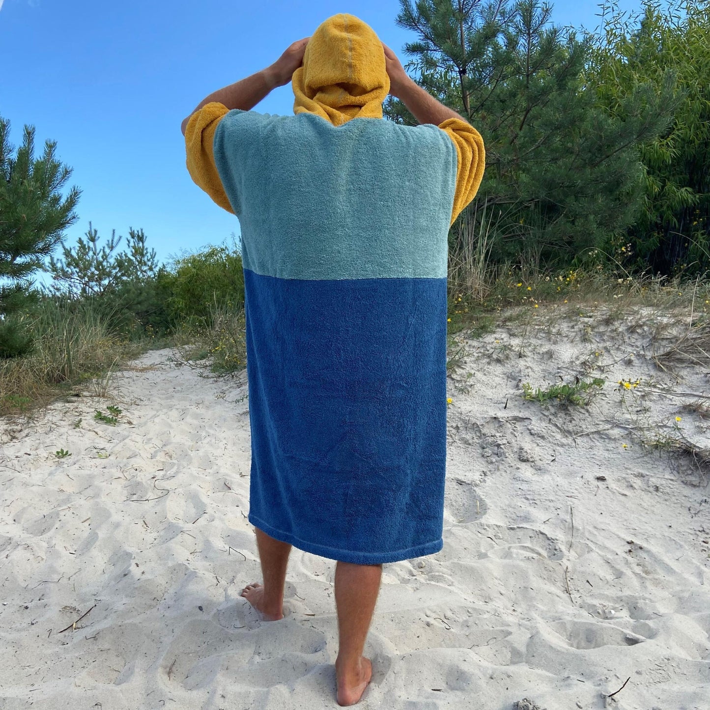 Ponczo plażowe California z bawełnianej frotte