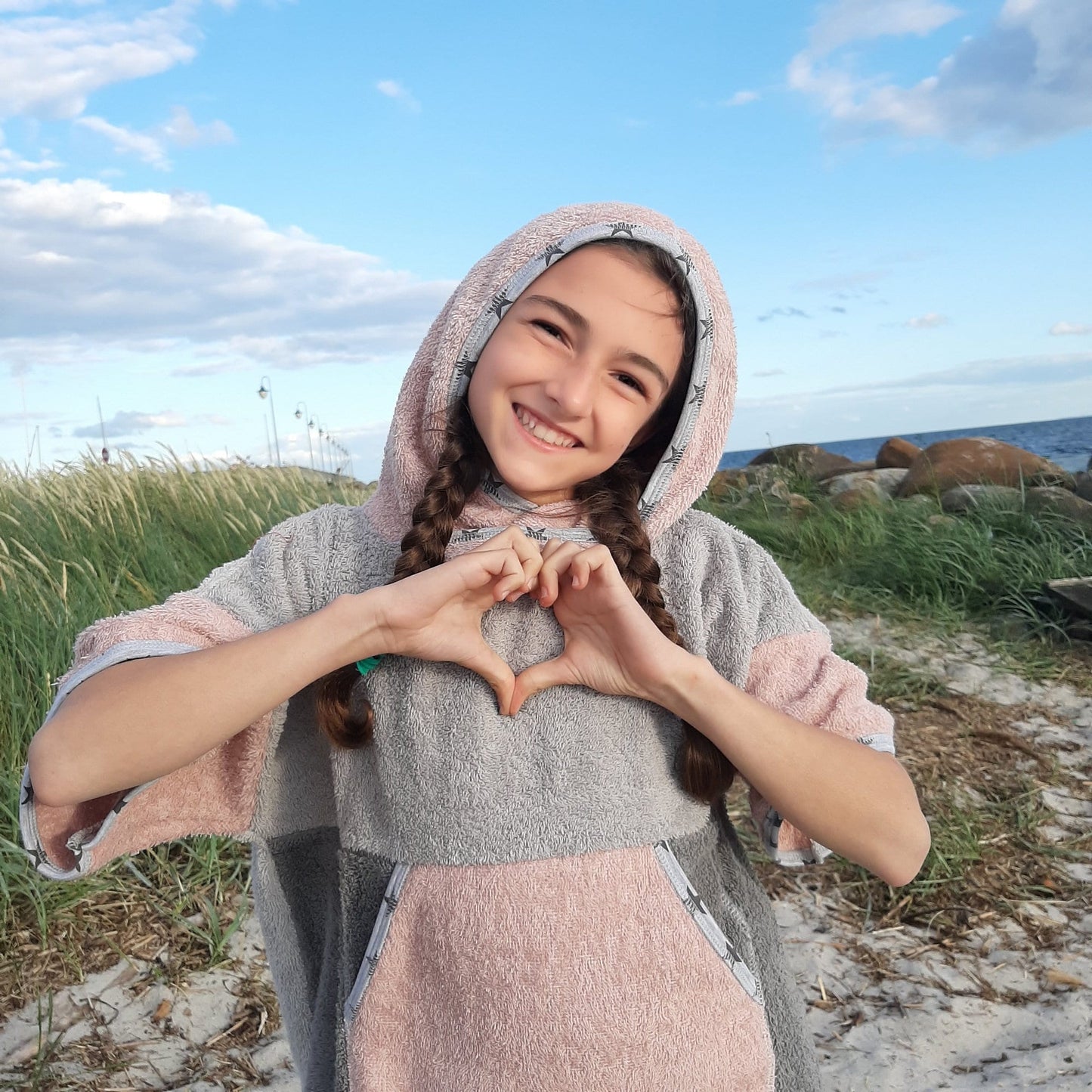 Ponczo Powdery Stars - bawełna frotte