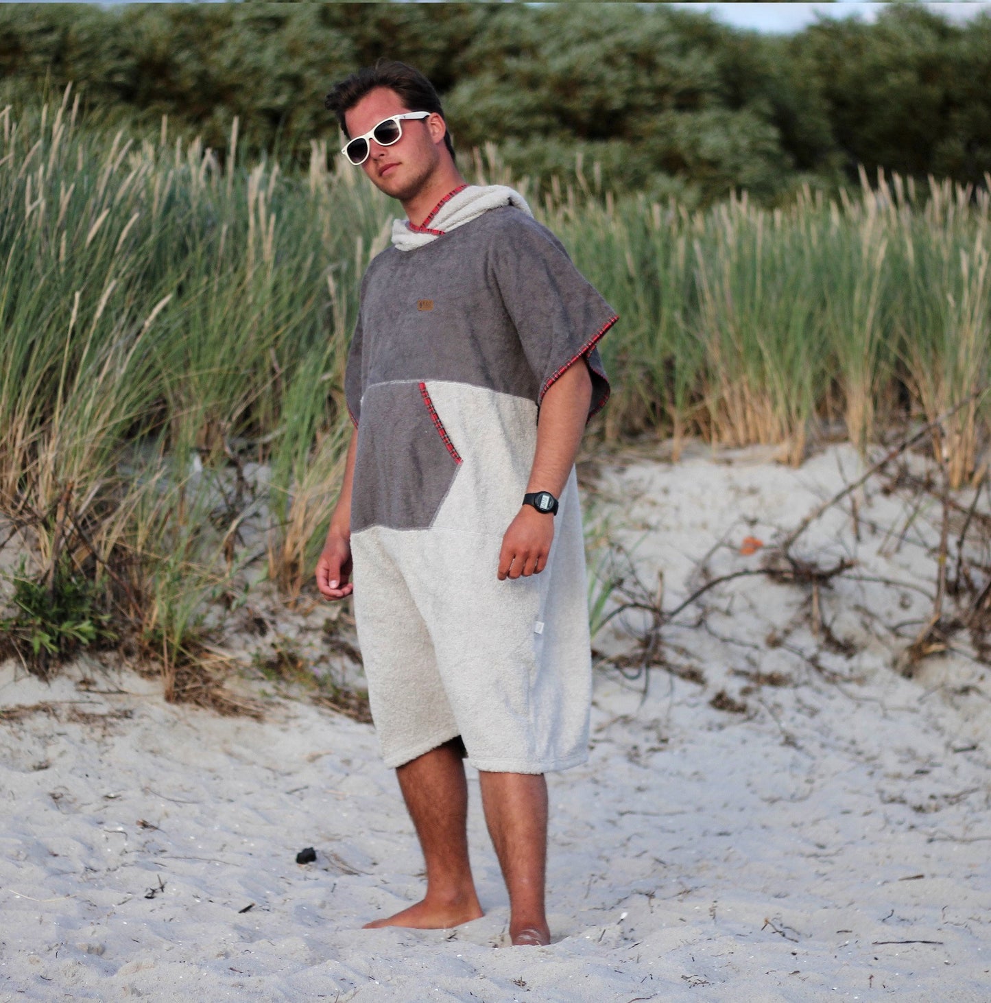 Ponczo Red Scotch - bawełna frotte