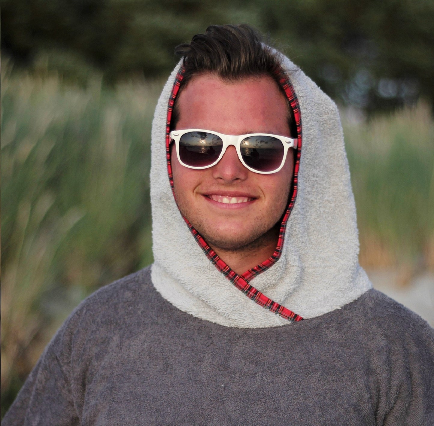 Ponczo Red Scotch - bawełna frotte