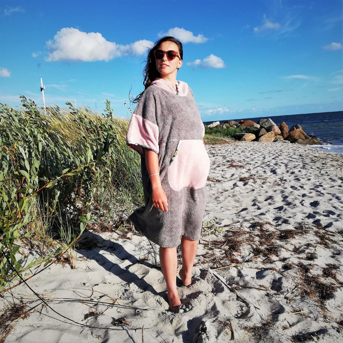 Surf Ponczo Pink Wind - bawełna frotte