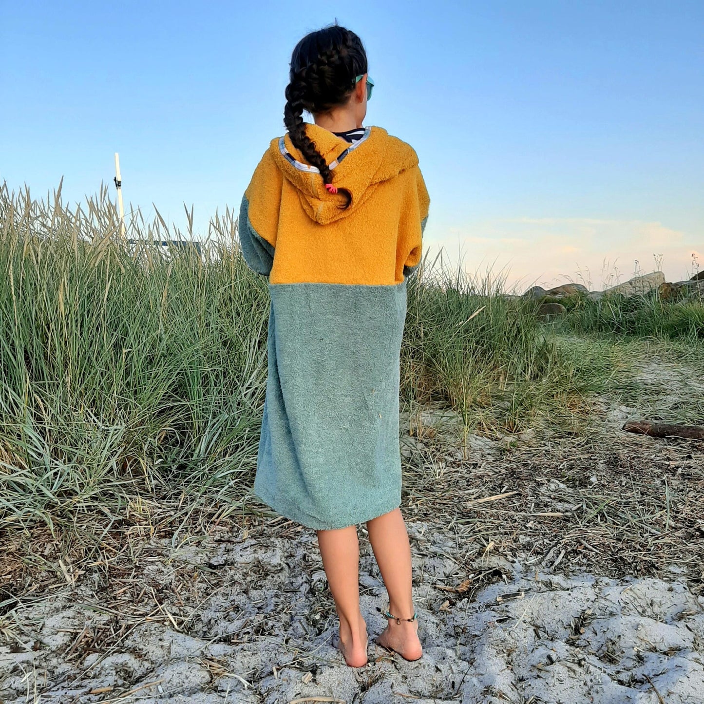 Ponczo kąpielowe Banana Yellow - bawełna frotte