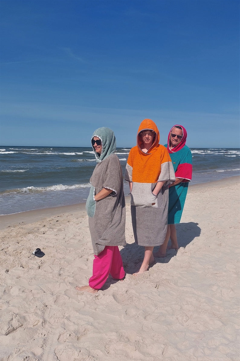 Surf Ponczo Gray Orange - bawełna frotte