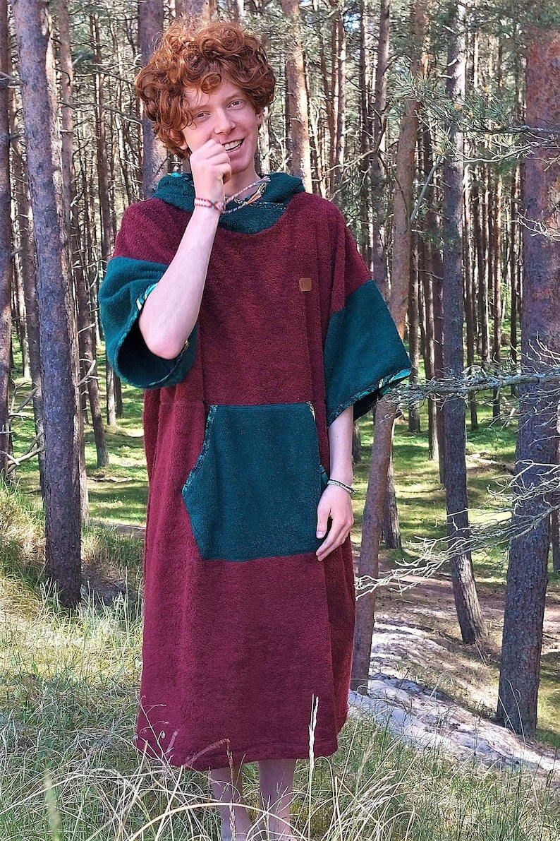 Surf Ponczo Maroon Master - bawełna frotte