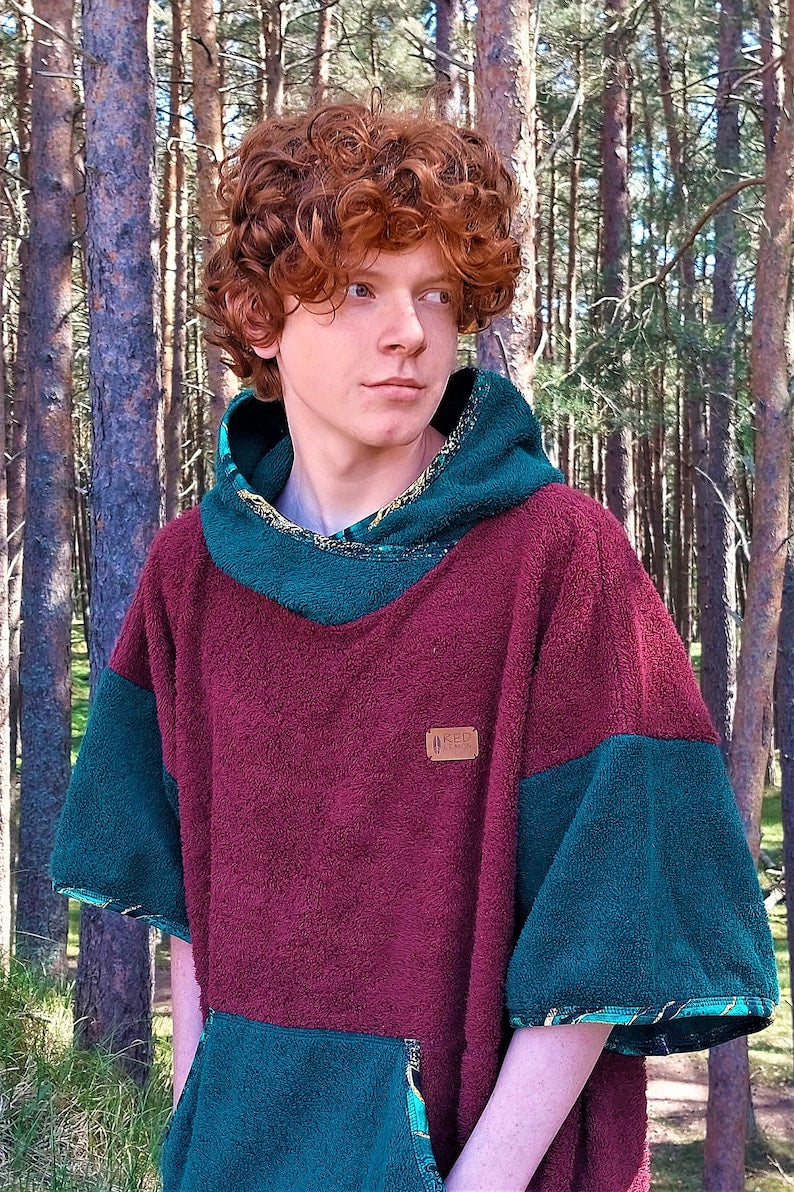 Surf Ponczo Maroon Master - bawełna frotte