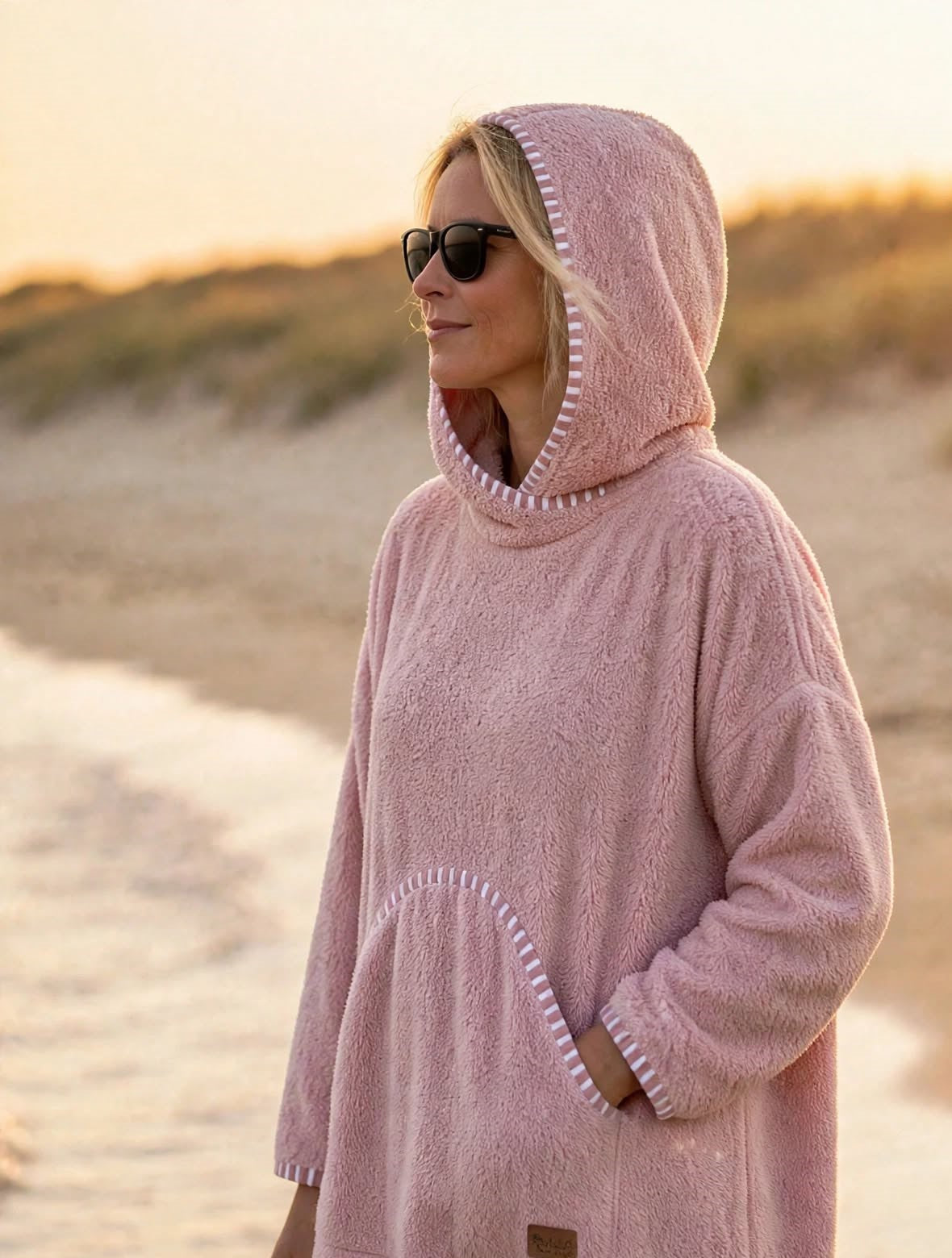 Ponczo Kąpielowe Just Pink - długi rękaw