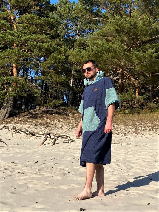 Surf Ponczo Deep Blue - bawełna frotte