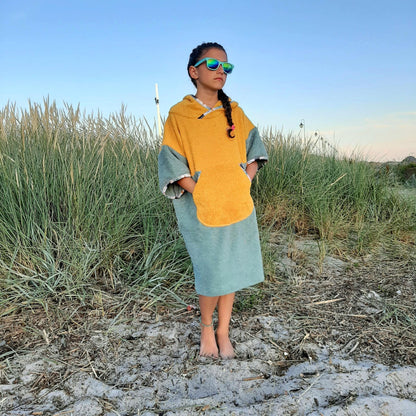 Ponczo kąpielowe Banana Yellow - bawełna frotte