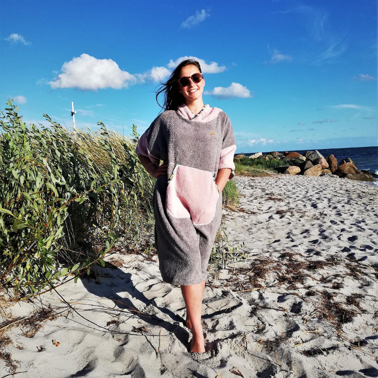 Surf Ponczo Pink Wind - bawełna frotte