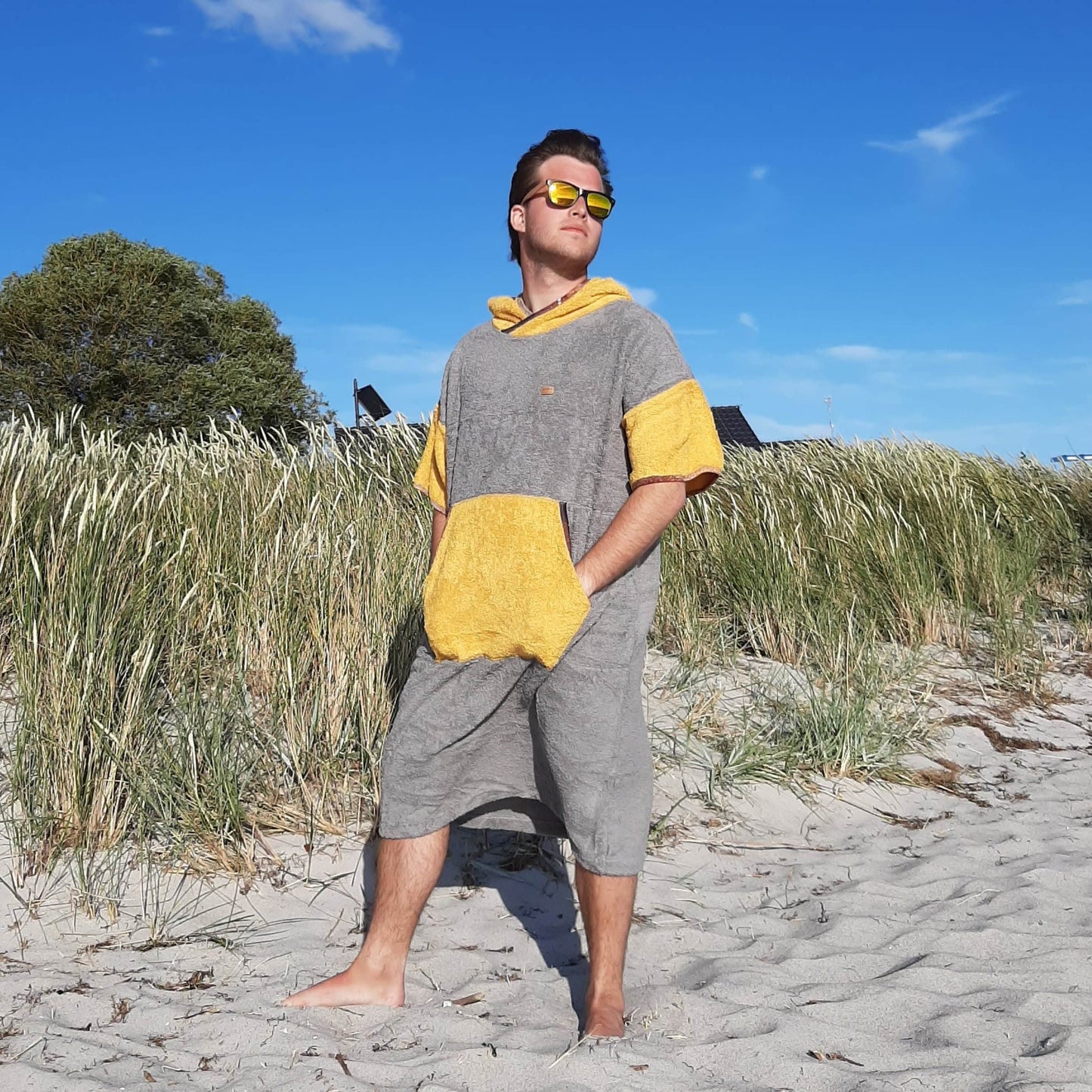 Surf Ponczo Spicy Mustard - bawełna frotte