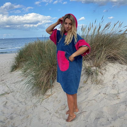 Ponczo kąpielowe Bella Fuchsia – bawełna frotte