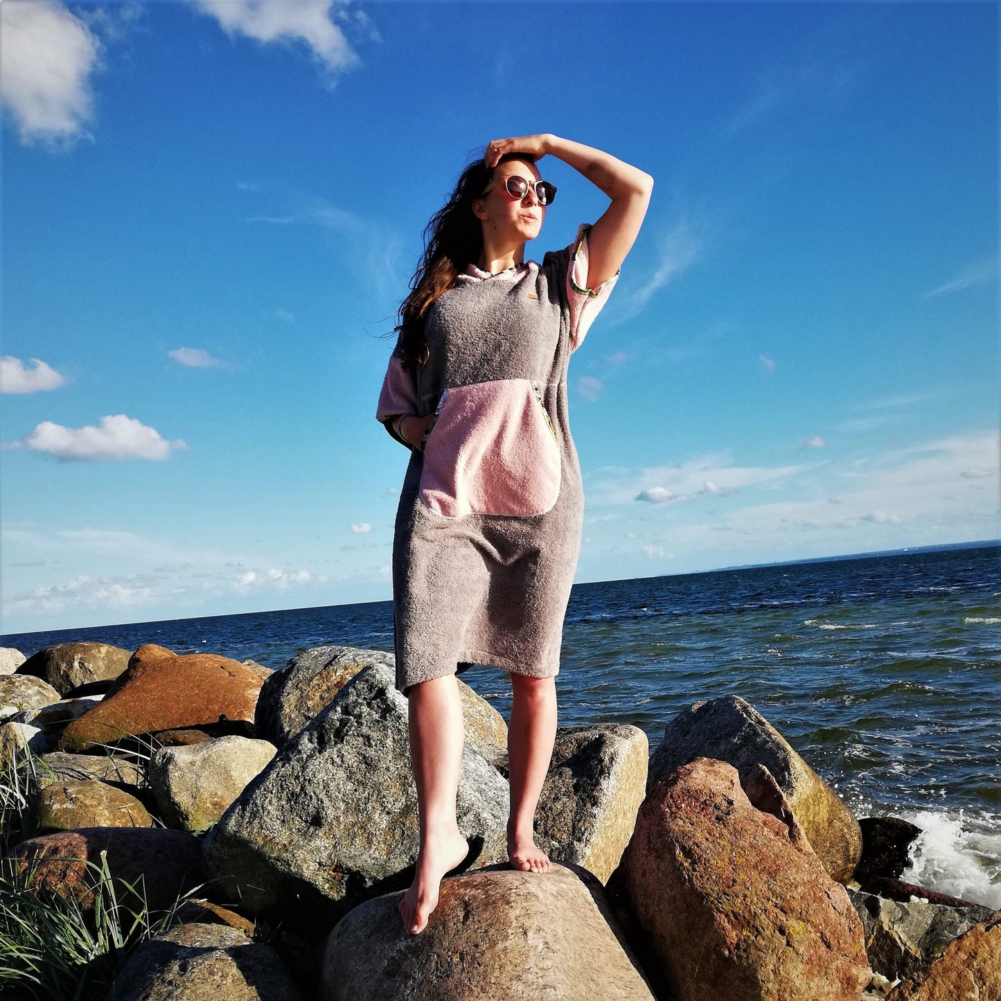 Surf Ponczo Pink Wind - bawełna frotte