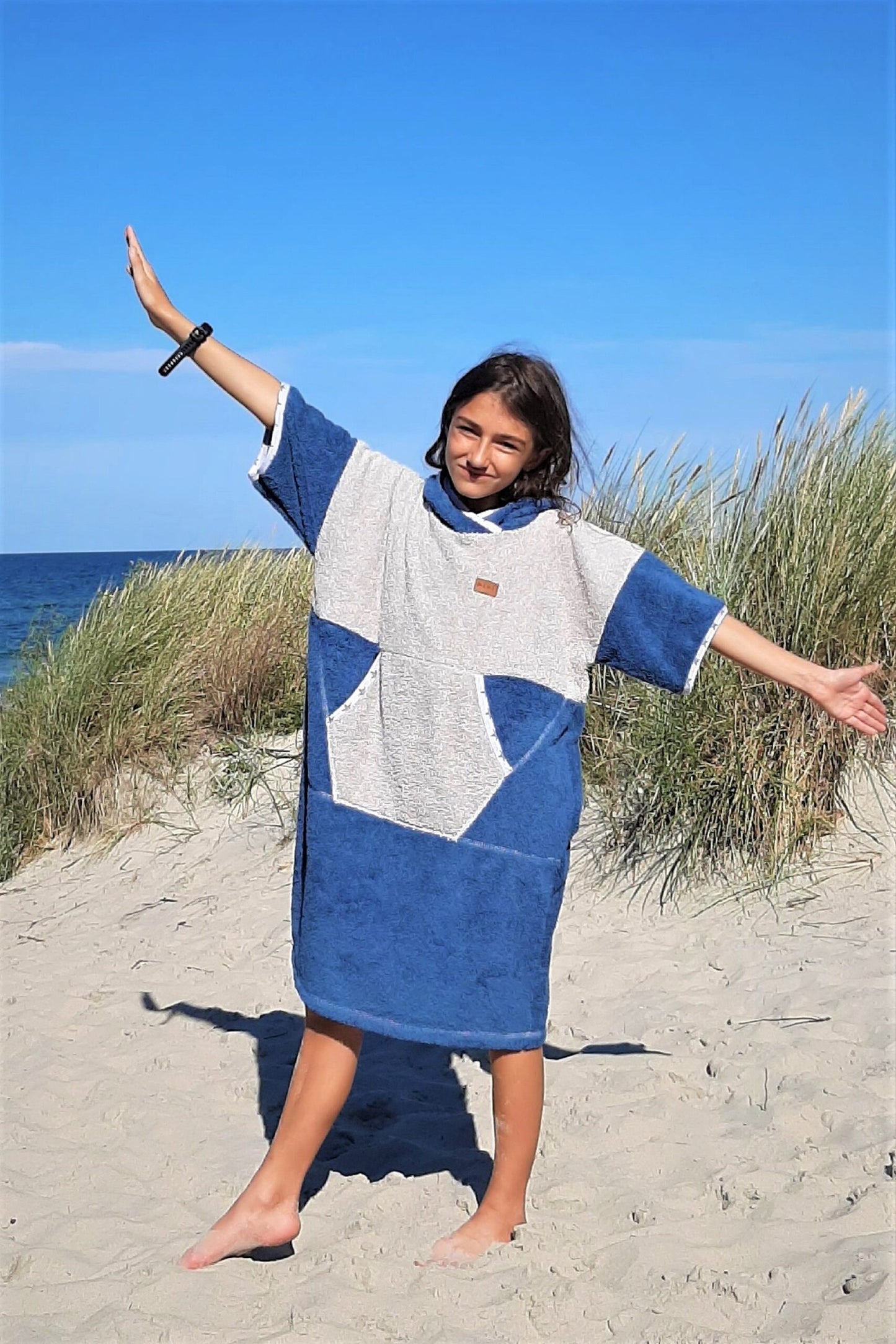 Ponczo kąpielowe Blue Star dla dzieci i dorosłych