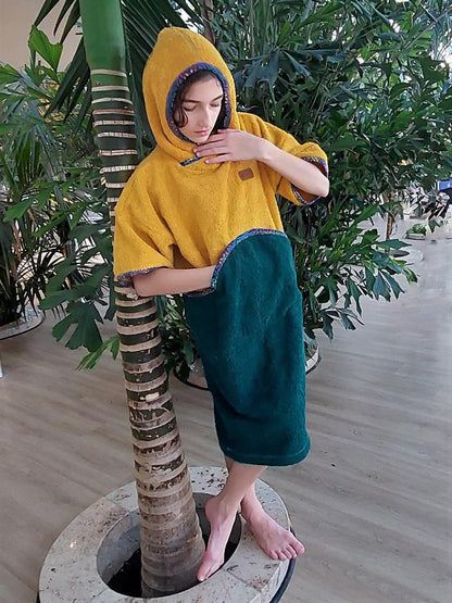 Surf Ponczo Green Lemon - bawełna frotte
