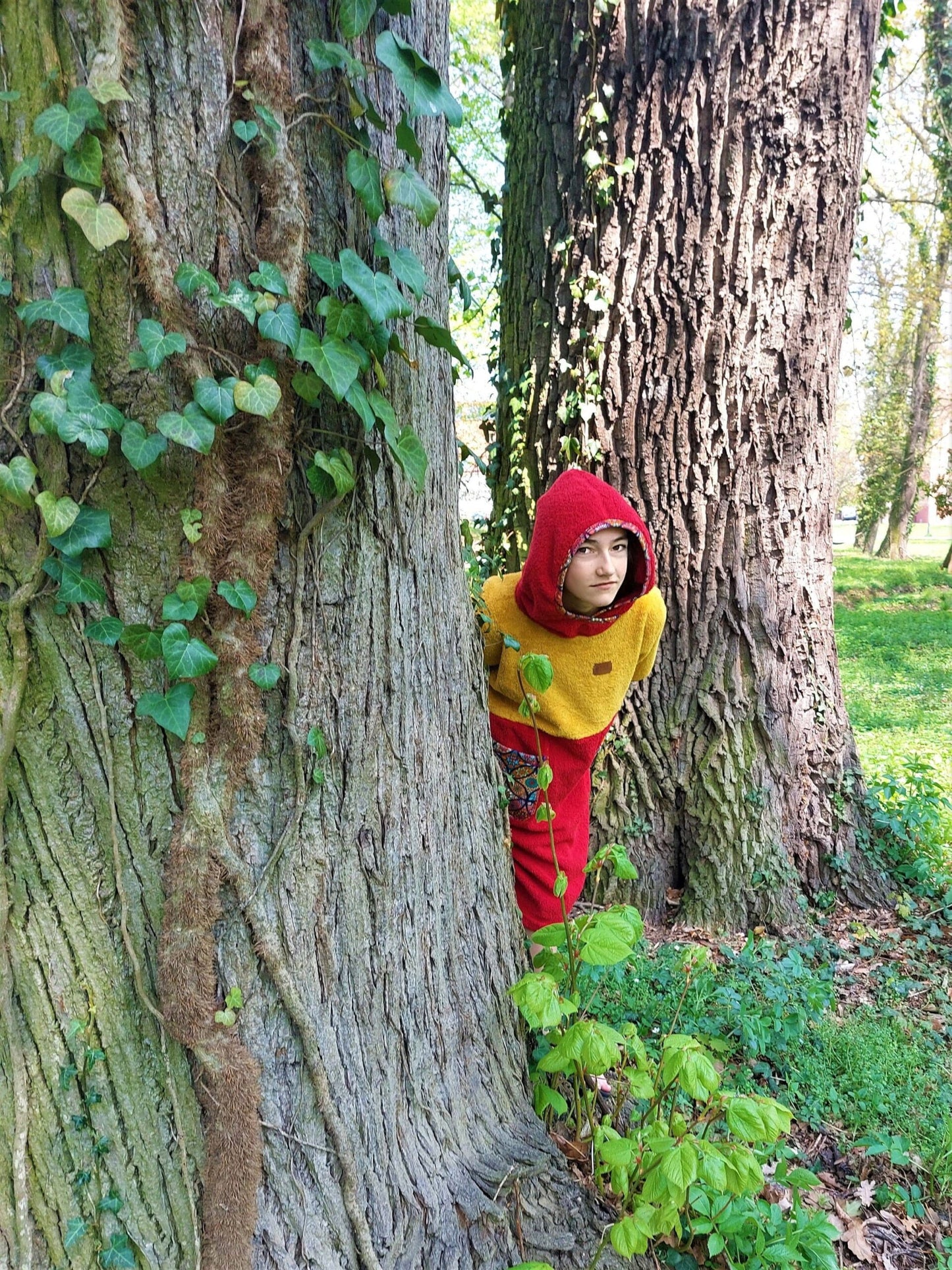 Surf Ponczo Czerwony Kapturek - bawełna frotte