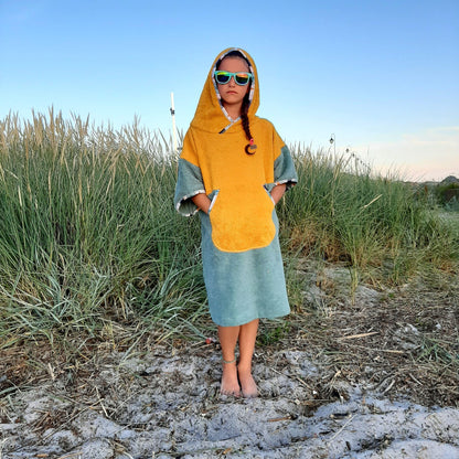 Ponczo kąpielowe Banana Yellow - bawełna frotte