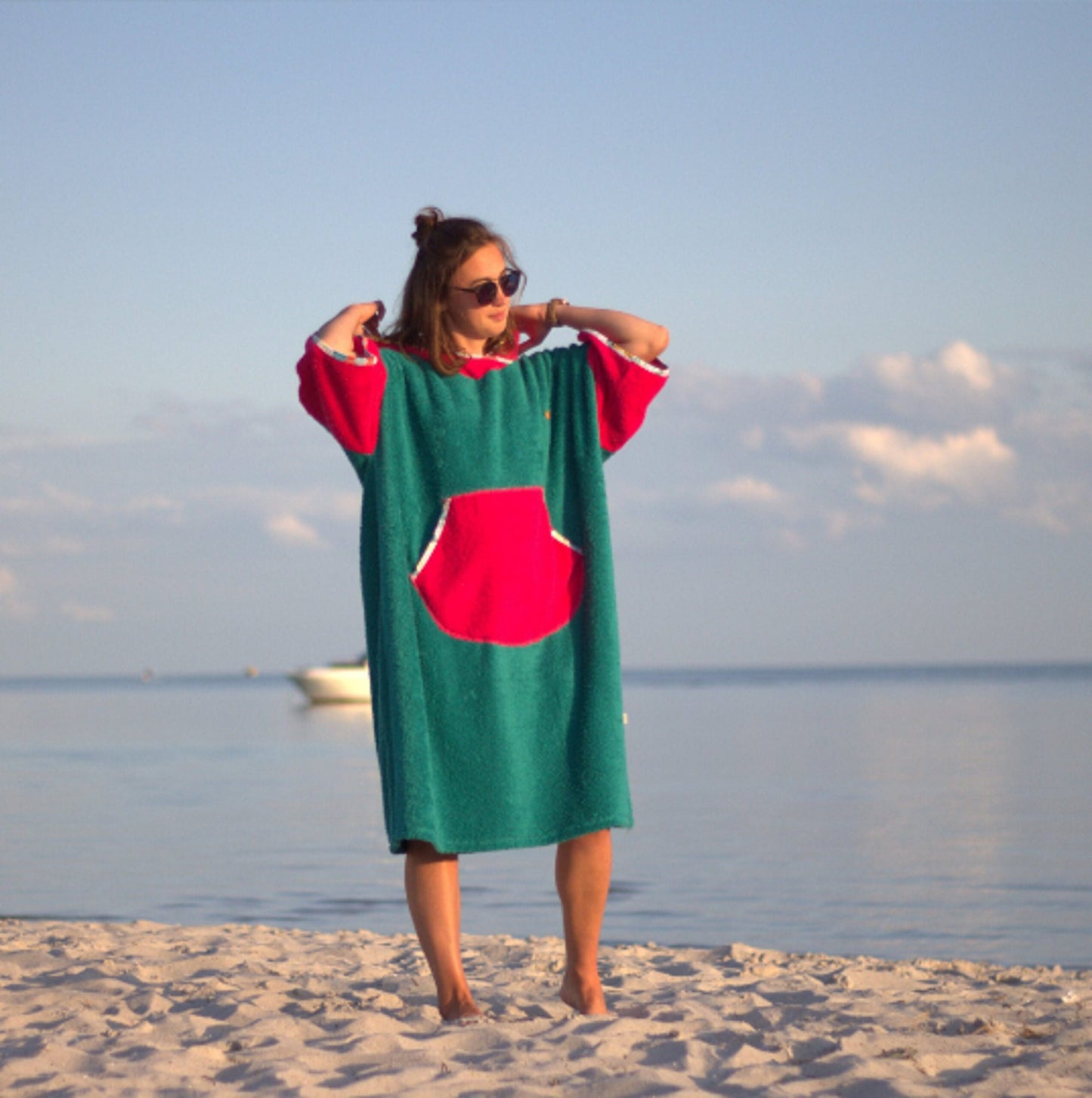 Ponczo plażowe Green Energy - bawełna frotte