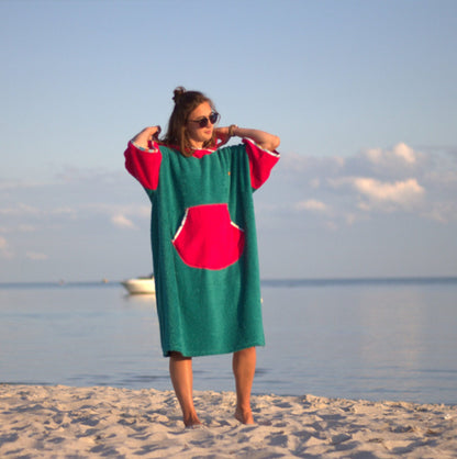 Ponczo plażowe Green Energy - bawełna frotte