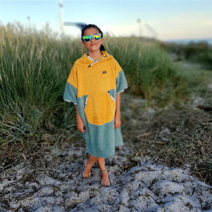 Ponczo kąpielowe Banana Yellow - bawełna frotte