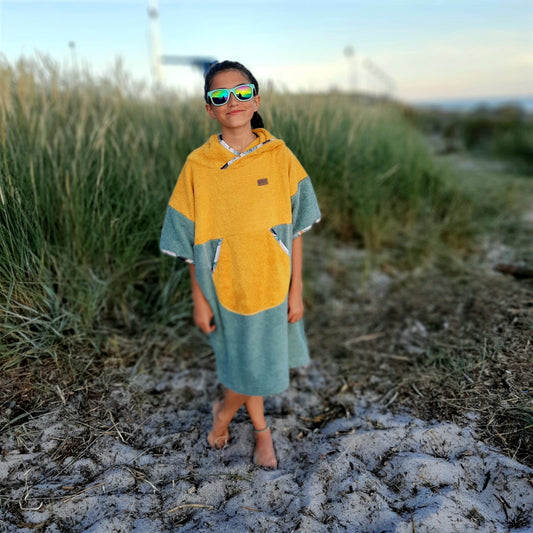 Ponczo kąpielowe Banana Yellow - bawełna frotte