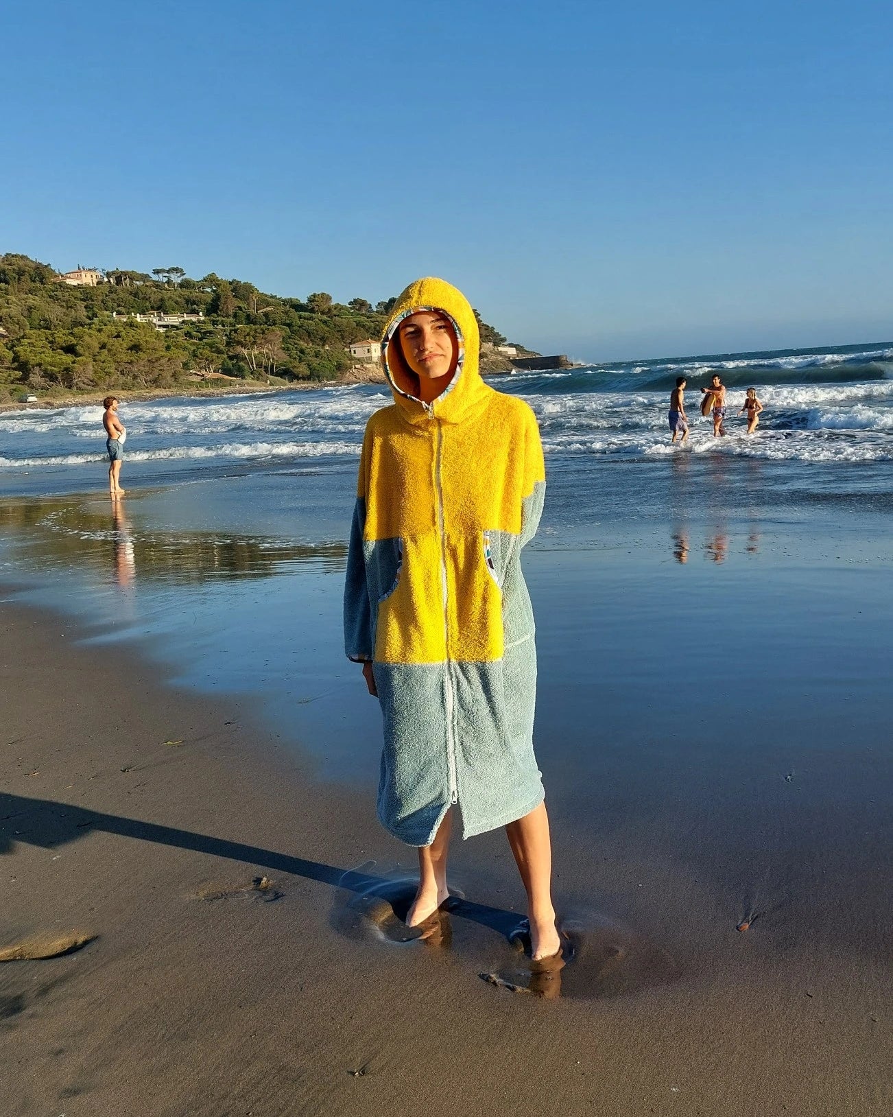 Ponczo na zamek Yellow - bawełniana frotte