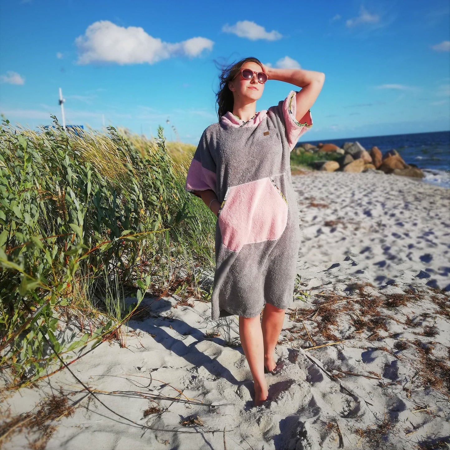 Surf Ponczo Pink Wind - bawełna frotte