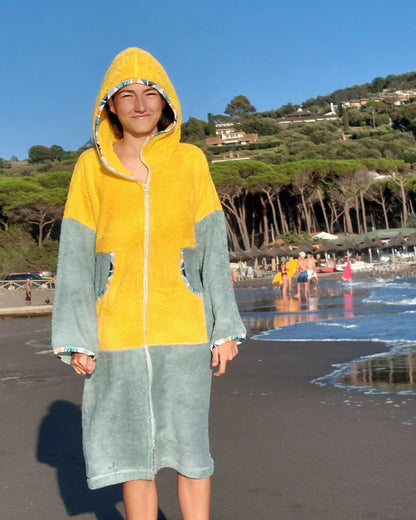 Ponczo na zamek Yellow - bawełniana frotte