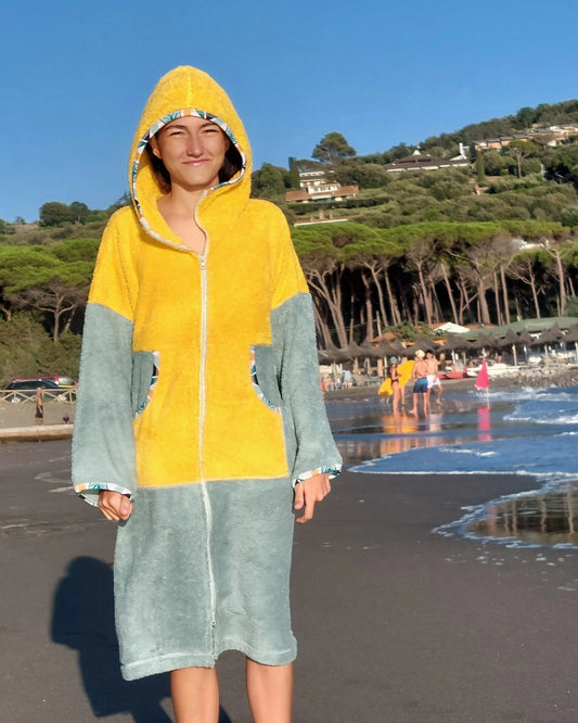 Ponczo na zamek Yellow - bawełniana frotte