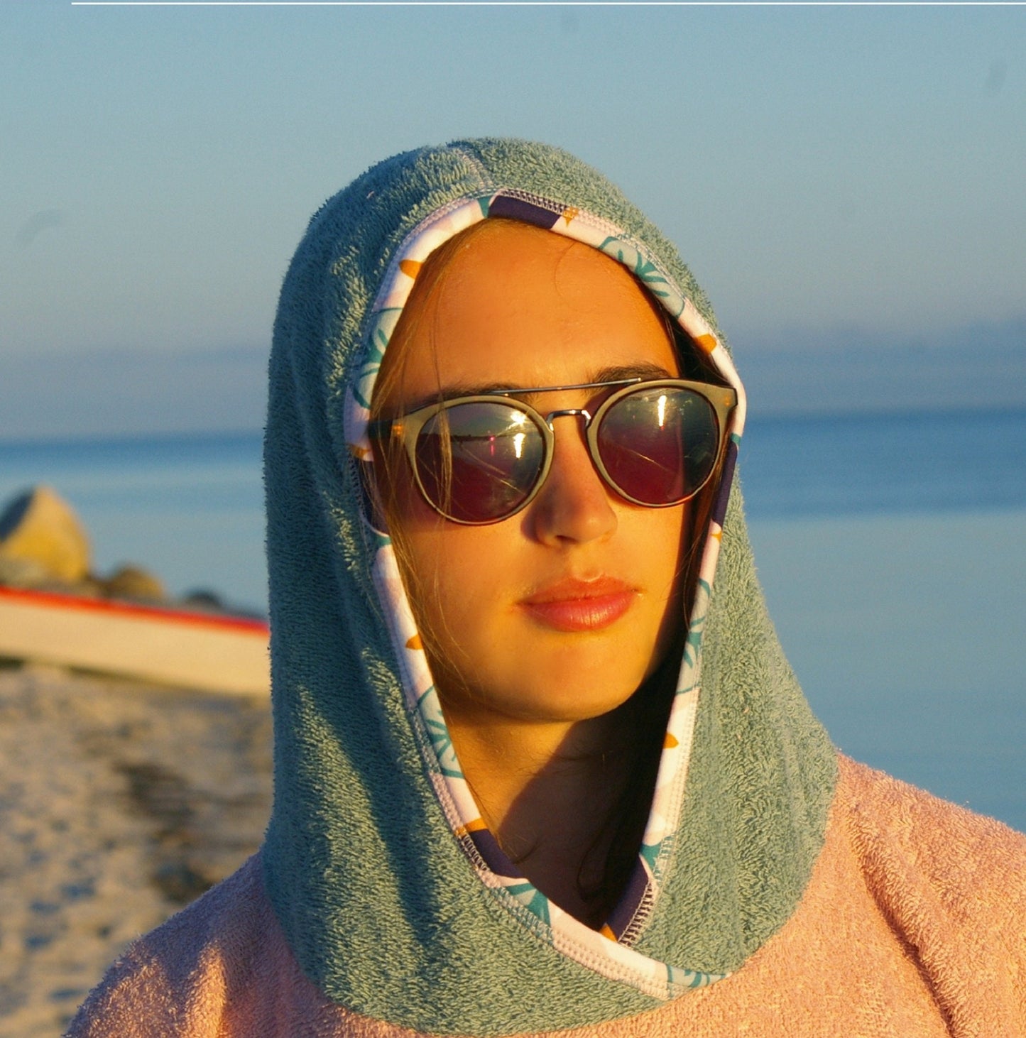 Ponczo kąpielowe damskie Green Sage