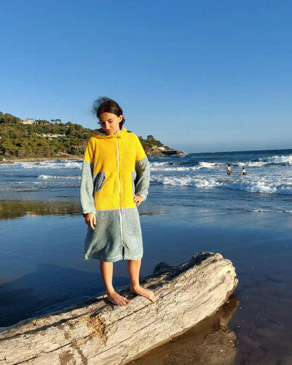 Ponczo na zamek Yellow - bawełniana frotte