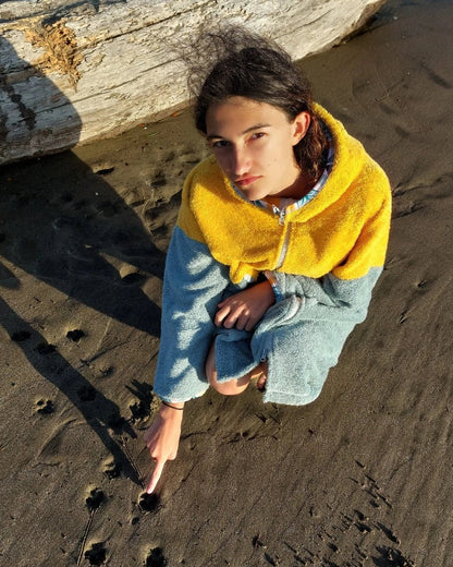 Ponczo na zamek Yellow - bawełniana frotte