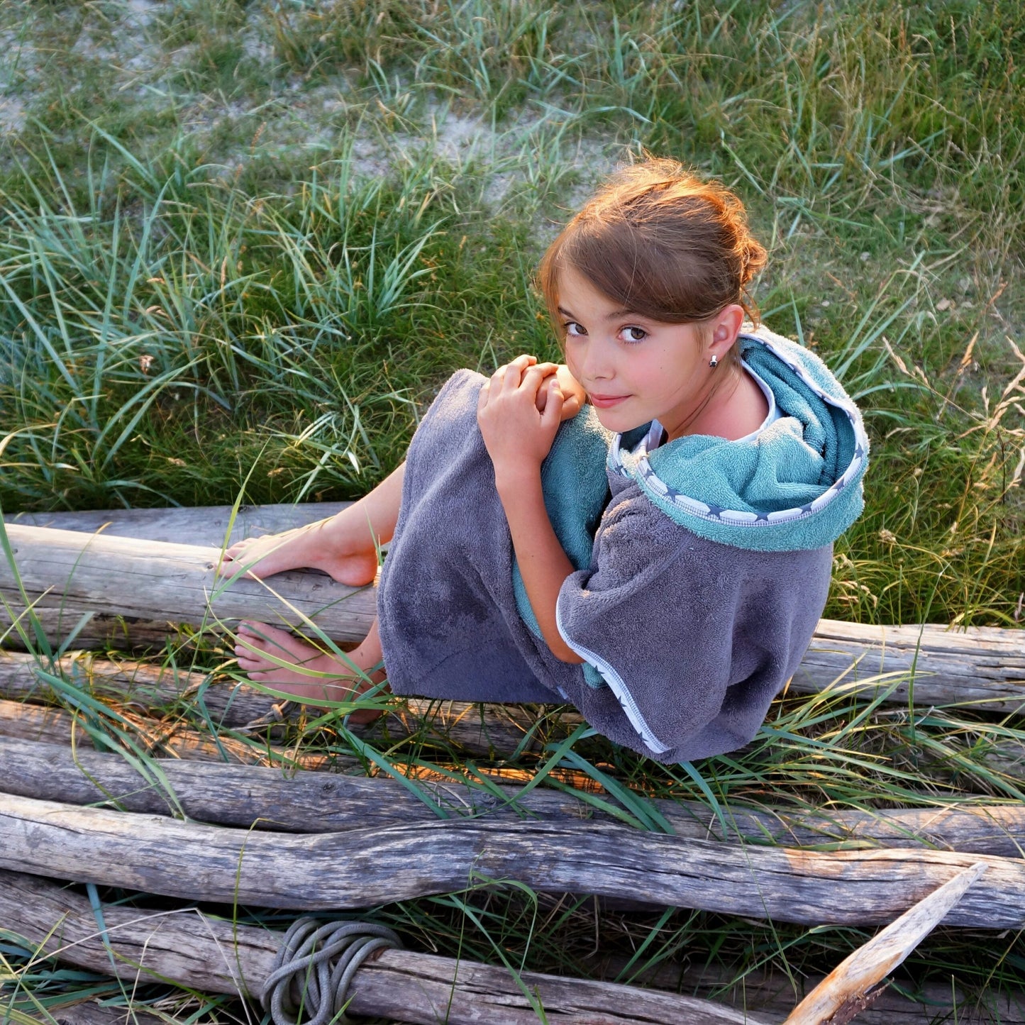 Surf Ponczo Gray Stars - bawełna frotte