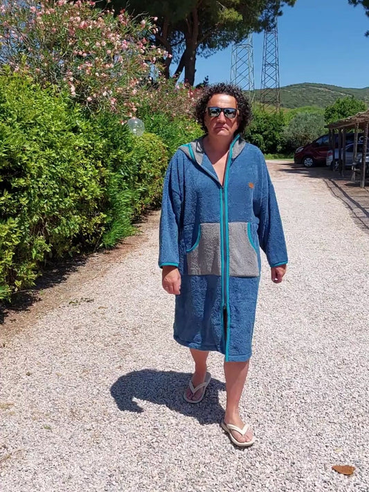 Szlafrok plażowy Blue - zapinany na zamek