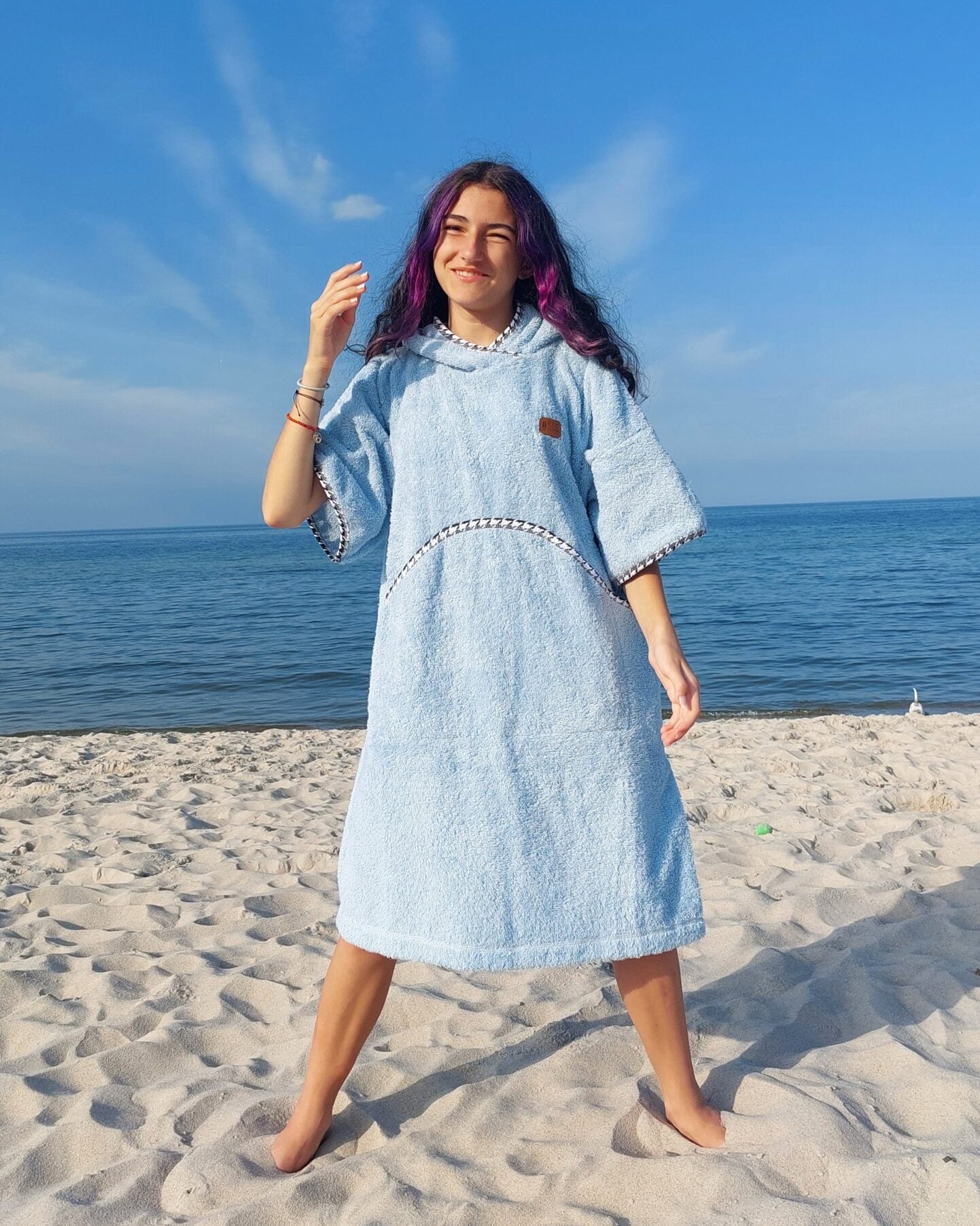 Ponczo Plażowe Just Blue - bawełna frotte