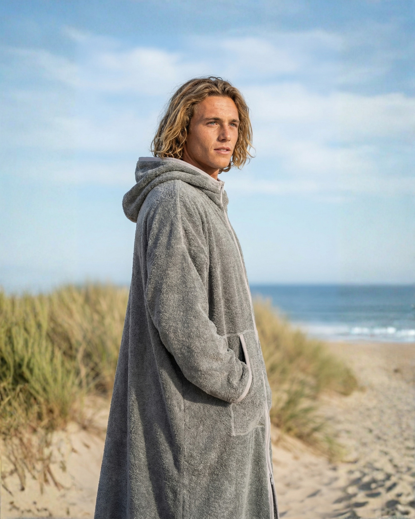 Szlafrok plażowy na zamek - Gray