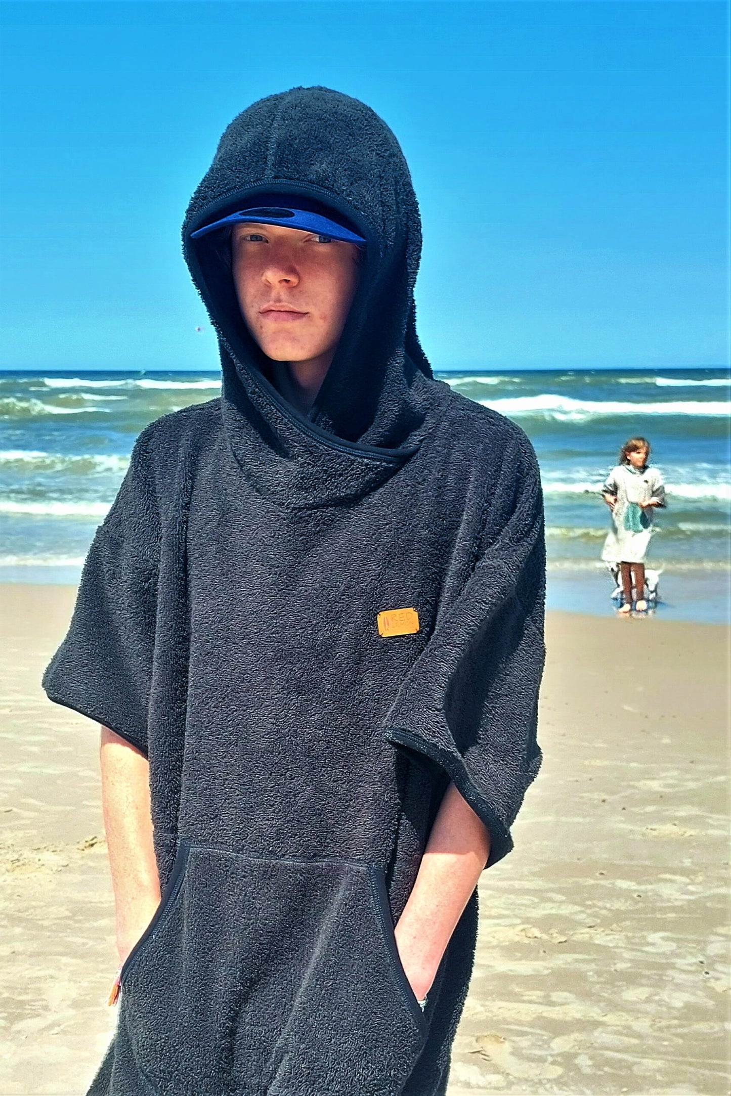 Surf Ponczo Back to Black - bawełna frotte