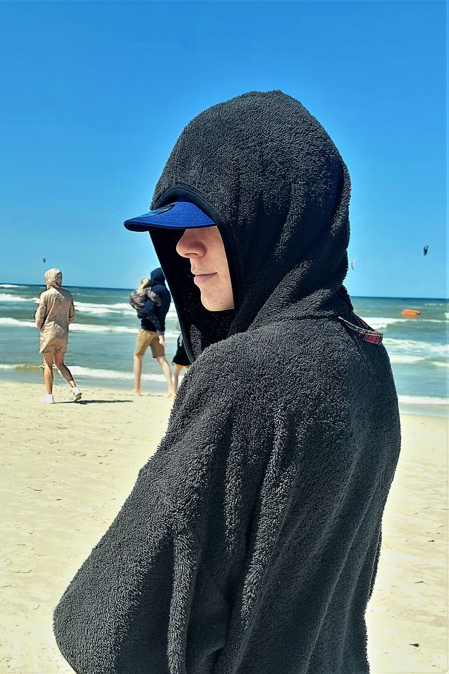 Surf Ponczo Back to Black - bawełna frotte