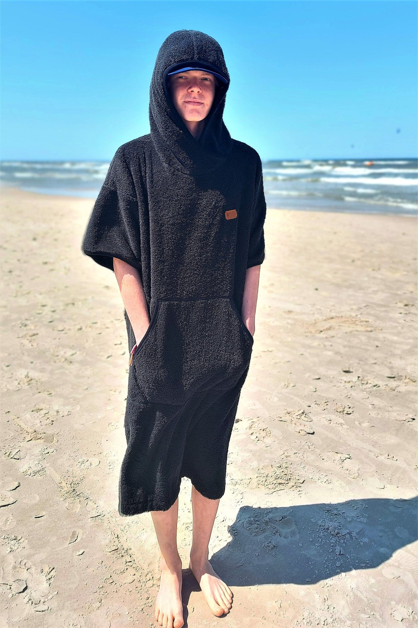 Surf Ponczo Back to Black - bawełna frotte